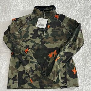 NWT Obermeyer boys Camouflage Half-Zip Pullover Orange baselayer large 14/16